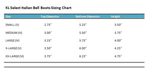 Davis Bell Boots Sizing Chart
